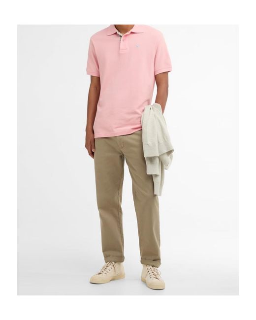 Barbour Pink Button-Down Short-Sleeved Polo Shirt for men