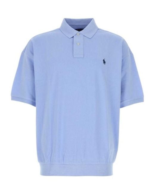 Polo Ralph Lauren Blue Oversized Knit Polo Shirt for men