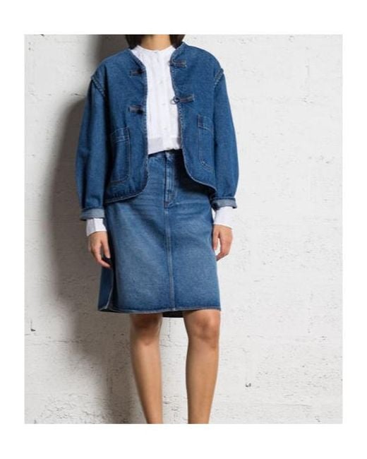 Soeur Blue Straight Cotton Jacket