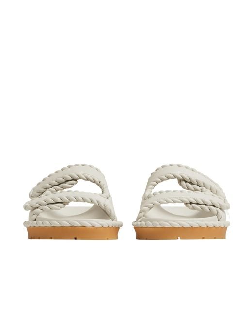 Bottega Veneta White Jack Flat Mules