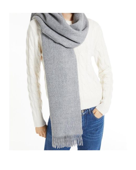 Max Mara Gray Alpaca Wool And Silk Shawl