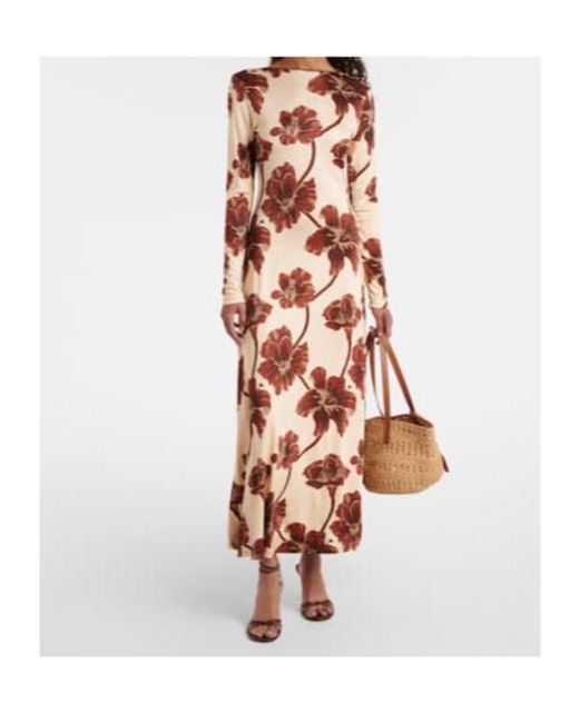 Johanna Ortiz Multicolor Floral Jersey Midi Dress