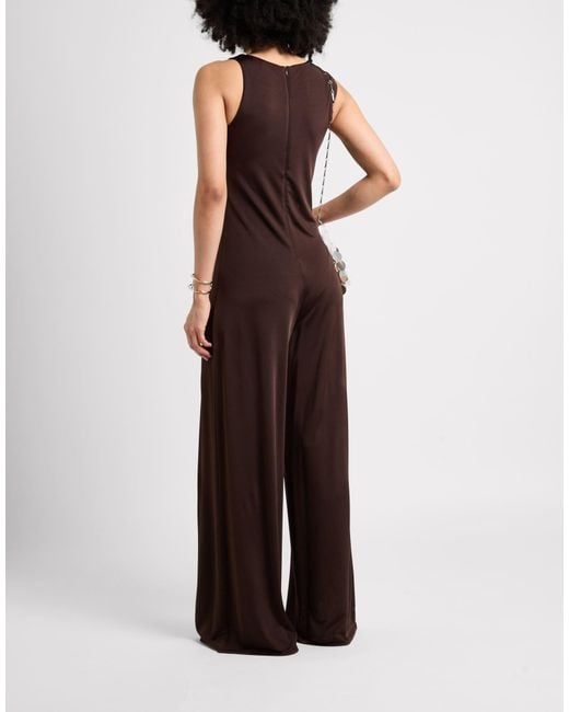 MAX&Co. Brown Minimalist Solid Color Sleeveless Stretch Jumpsuit