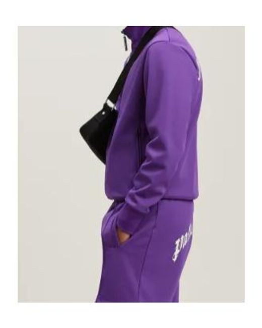 Palm Angels Purple Curved Logo Printed Track Jacket for men