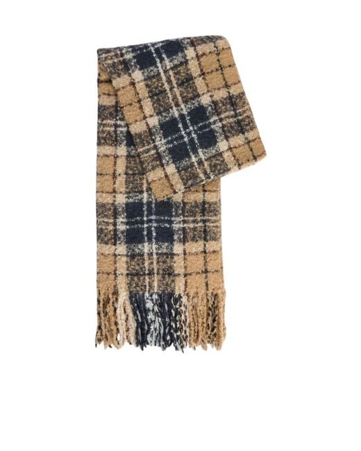 Barbour Blue Two-Piece Set Including Knitted Hat And Plaid Scarf