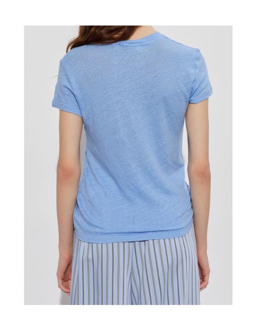 IRO Blue Third Short-Sleeve Linen T-Shirt