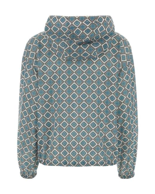 Prada Blue Geometric-Print Hooded Jacket