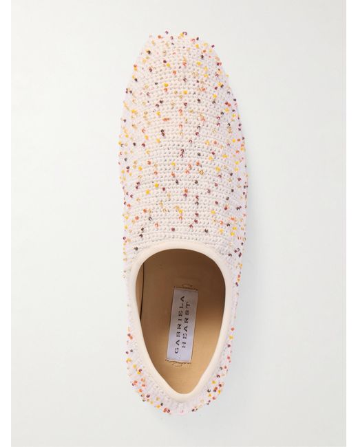 Gabriela Hearst Pink Callie Beaded Crochet Ballet Flats
