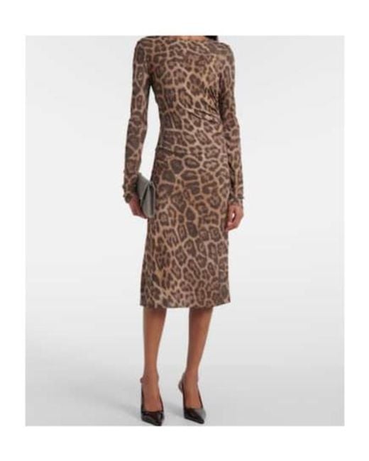 Stella McCartney Natural Leopard-Print Midi Dress