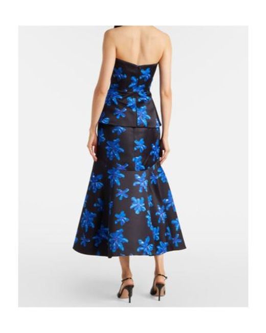 Emilia Wickstead Blue Regan Floral Genzianella Tube Top