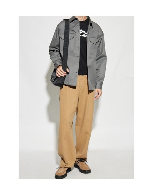 DSquared² Gray Logo Embroidered Utility Shirt for men