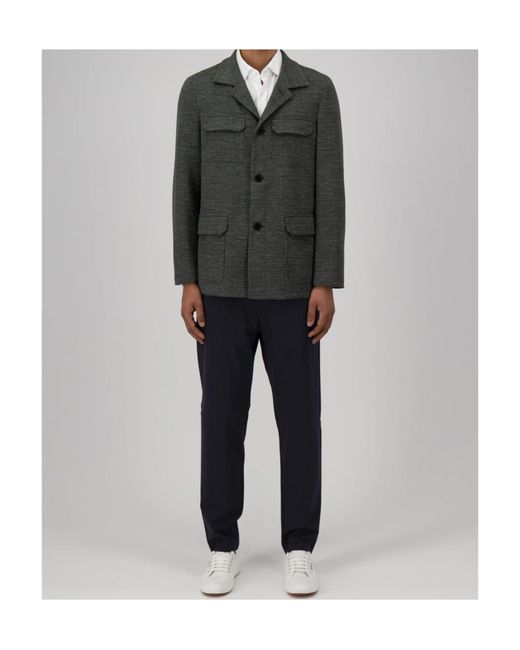 Harris Wharf London Black Safari Jacket Hopsack Crafted With Loro Piana Fabric for men