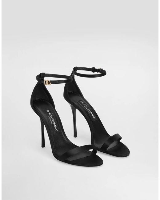 Dolce & Gabbana Black Logo Ankle-Strap Heeled Sandals