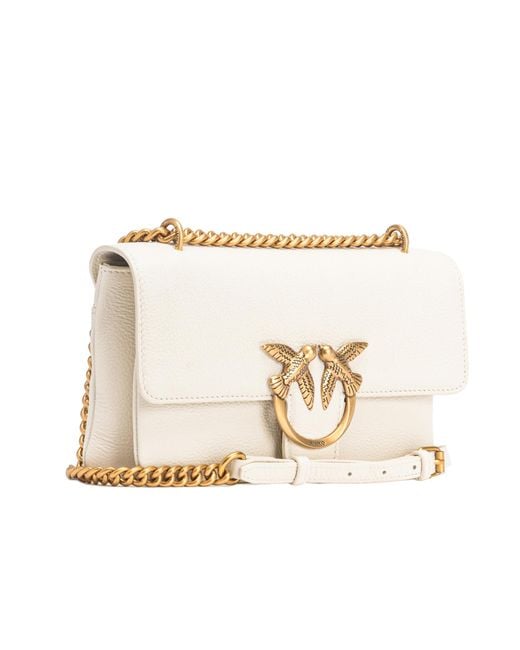 Pinko Natural Logo Plaque Chained Shoulder Bag