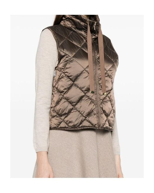 Max Mara Brown Quilted Down Vest