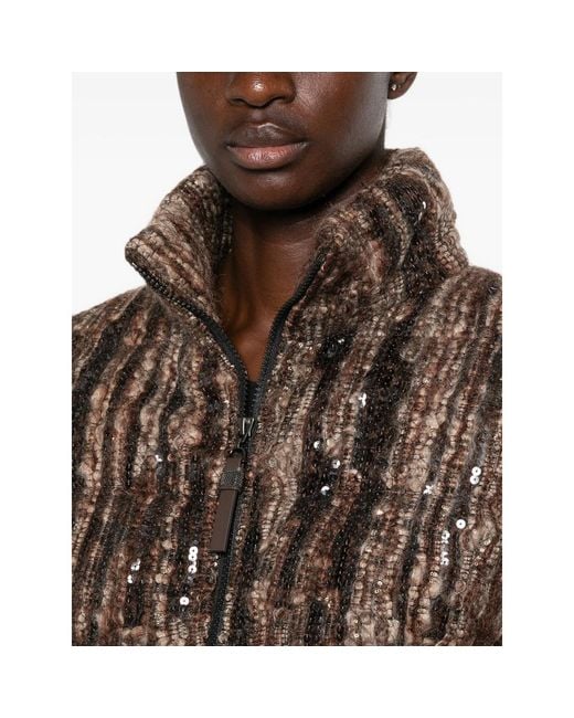 Brunello Cucinelli Brown Sequin-Embellished Sleeveless Gilet