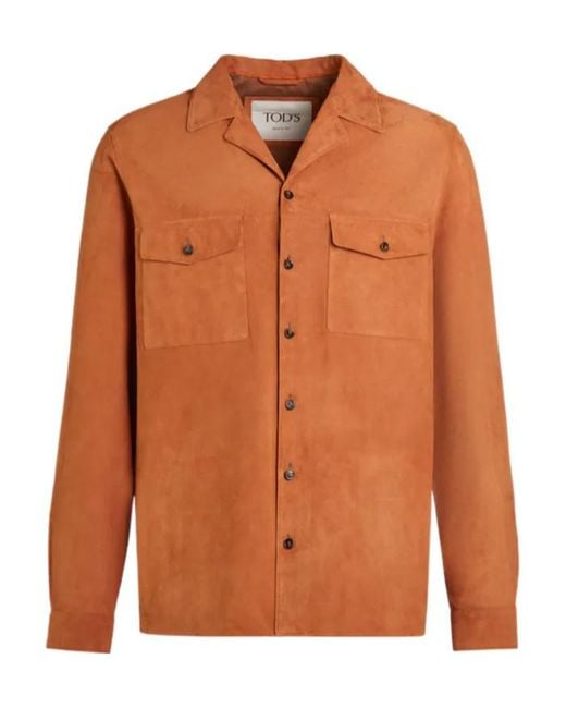 Tod's Orange Long-Sleeved Shirt Jacket for men