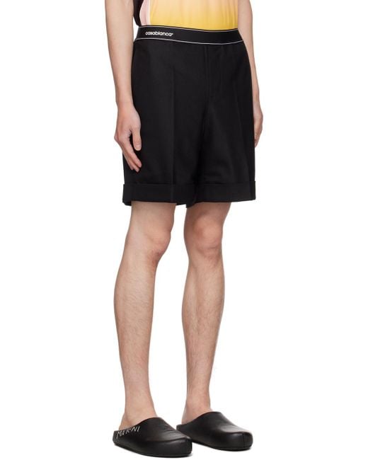 Casablanca Black Twill-Weave Tailored Shorts for men