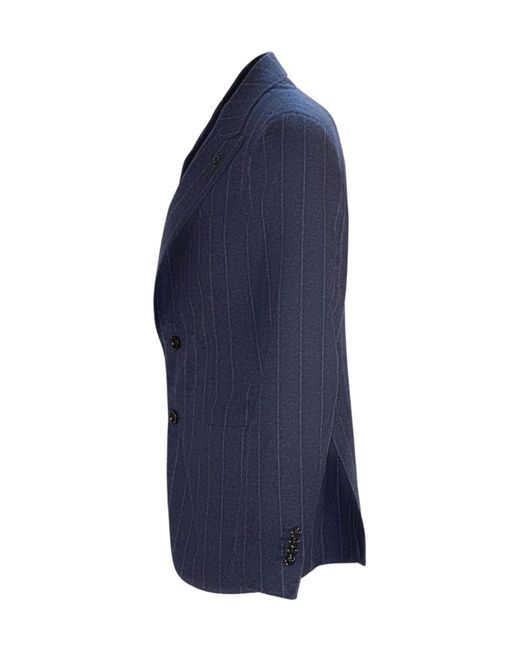 Lardini Blue Single Breasted Striped Blazer for men