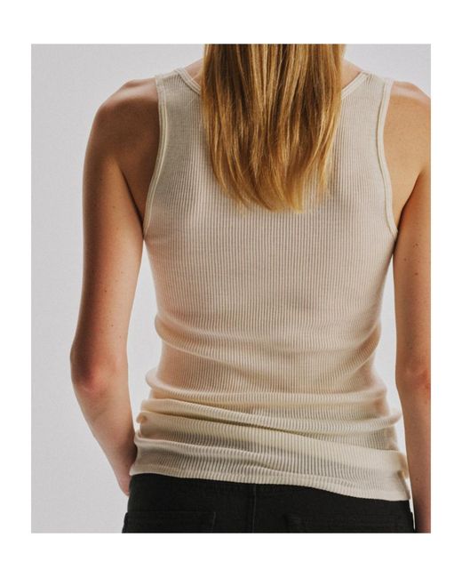 The Row White Danel Ribbed-Knit Top