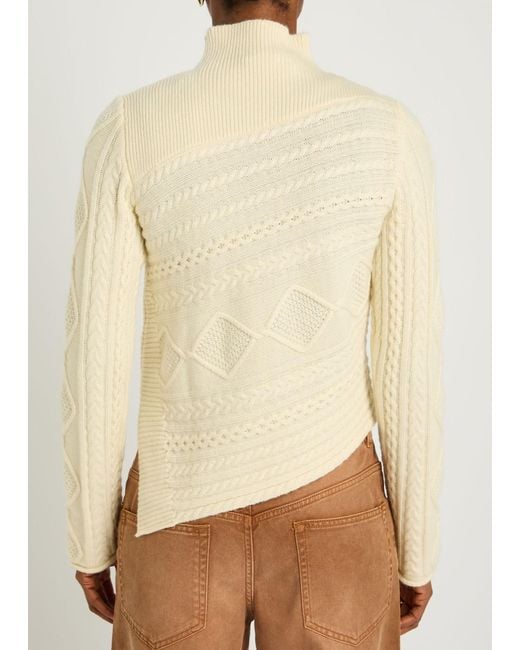 Staud Natural Sidney Cable-Knit Wool-Blend Jumper