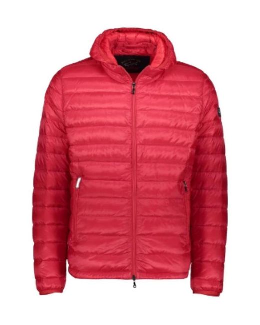 Paul & Shark Red Hooded Quilted Down Jacket for men