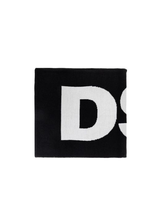 DSquared² Black Logo Intarsia Scarf for men