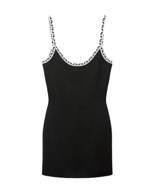 Versace Black Stretch Viscose Jacquard Mini Dress
