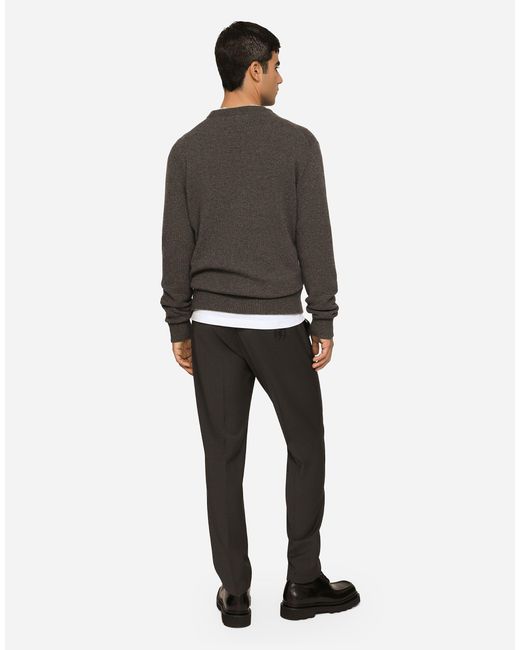 Dolce & Gabbana Black Dg Essentials Logo-Embroidered Trousers for men