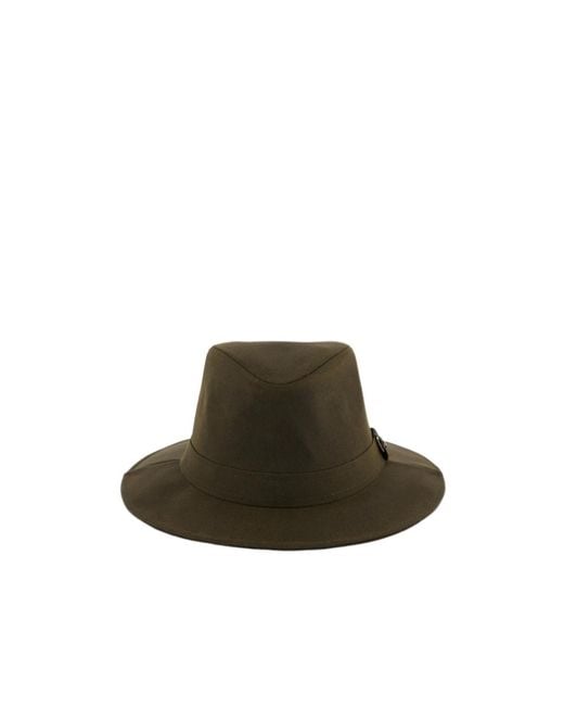 Barbour Brown Logo-Plaque Fedora Hat