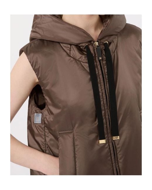 Max Mara Brown The Cube Greengo Sleeveless Hooded Jacket