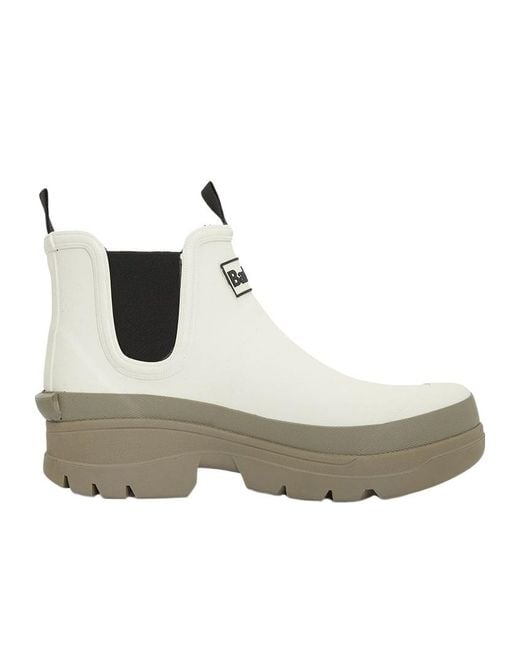 Barbour White Round-Toe Rain Boots