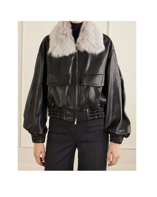 Nour Hammour Black Long-Sleeved Leather Jacket