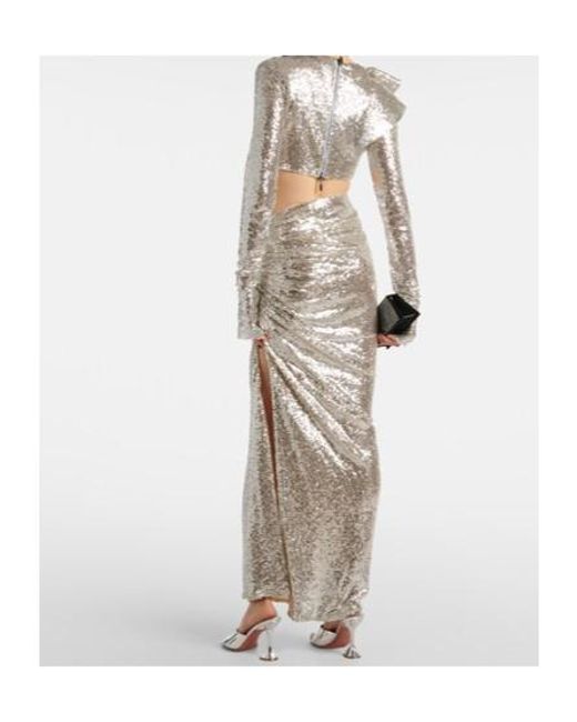 Maticevski White Sequined Crop Top
