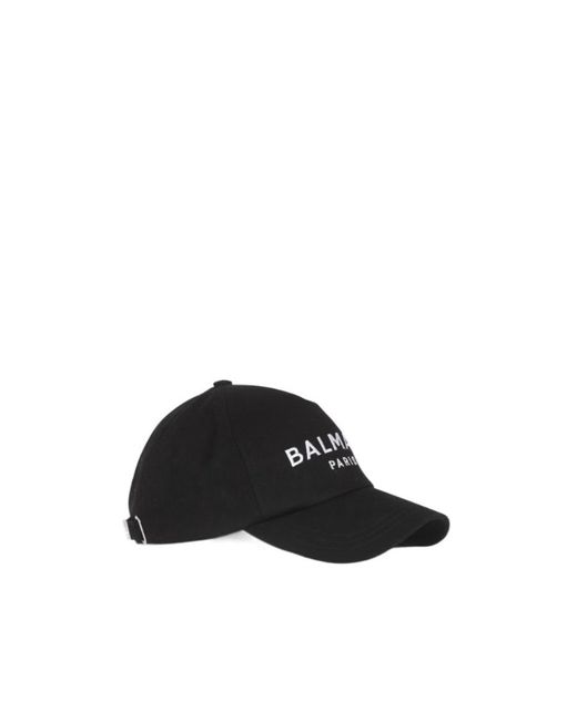Balmain Black Cotton Cap With Logo