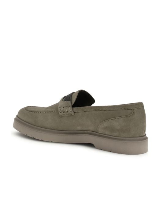 Brunello Cucinelli Green Embellished Almond Toe Loafers