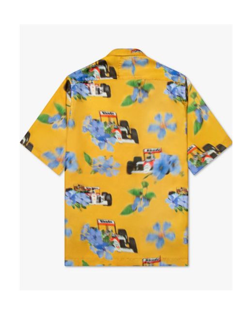 Rhude Yellow Loix Floral Printed Shirt for men