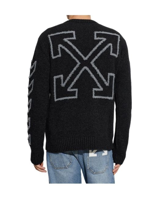 Off-White c/o Virgil Abloh Black Long-Sleeved Crew Neck Sweater for men