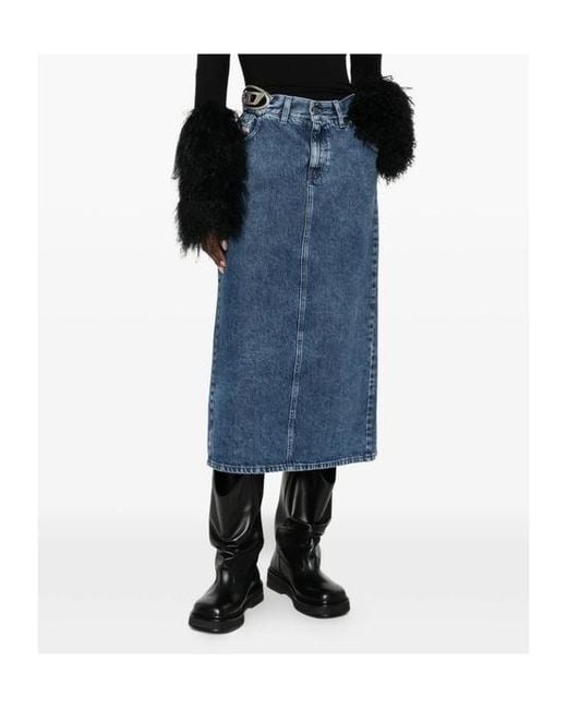 DIESEL Blue De-Skye-S1 Denim Midi Skirt