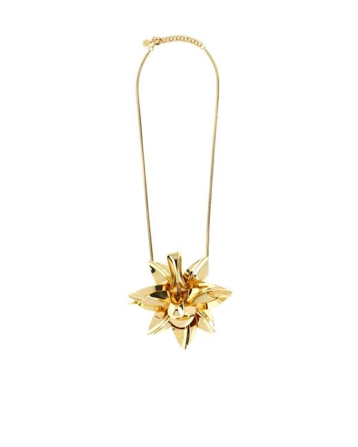 Rabanne Metallic Rabanne Sculpted Floral Pendant Necklace