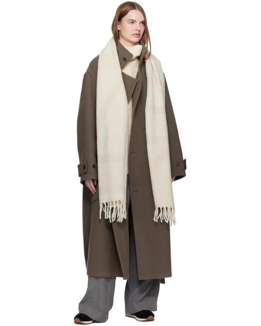 Totême White Totême Monogram Jacquard Fringed Scarf