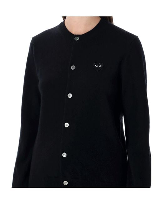 COMME DES GARÇONS PLAY Black Comme Des Garçons Play Logo Patch Crewneck Cardigan for men