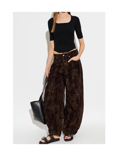 AllSaints Black Square Neck Rib Knit Top