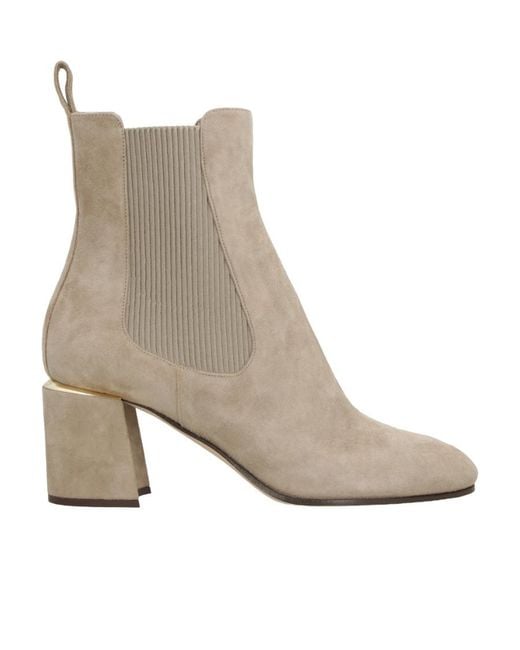 Jimmy Choo White Round Head High-Heeled Short Boots