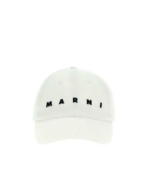 Marni White Logo-Embroidered Curved Peak Baseball Cap for men