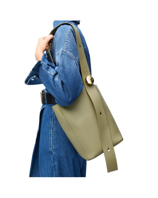 Loewe Green Medium Pebble Bucket