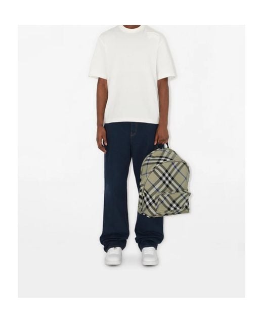 Burberry Green Check-Printed Zipped Backpack for men