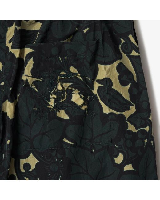 Burberry Green Floral-Print Bermuda Shorts for men
