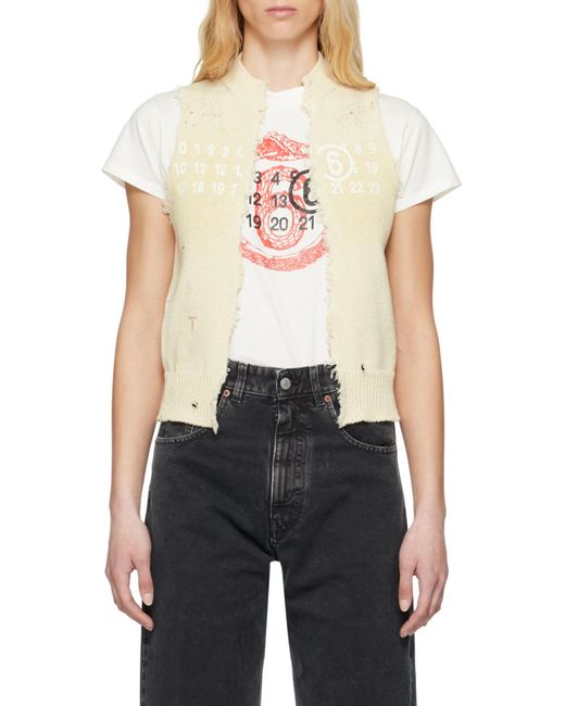 MM6 by Maison Margiela Natural Numeric Distressed Vest