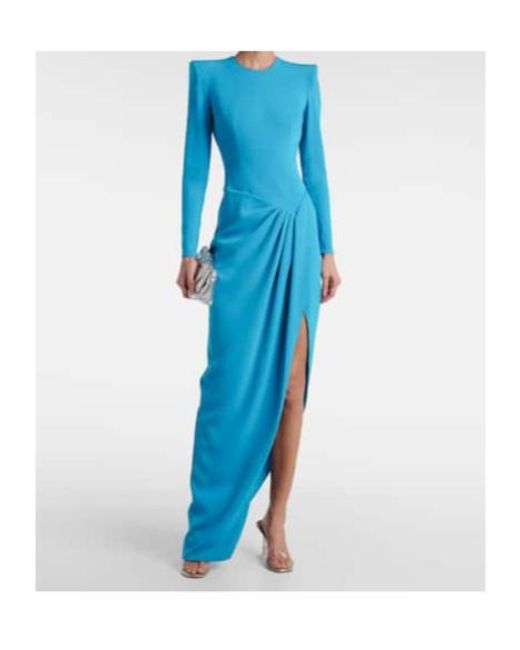 Alex Perry Blue Draped Asymmetric Crepe Gown